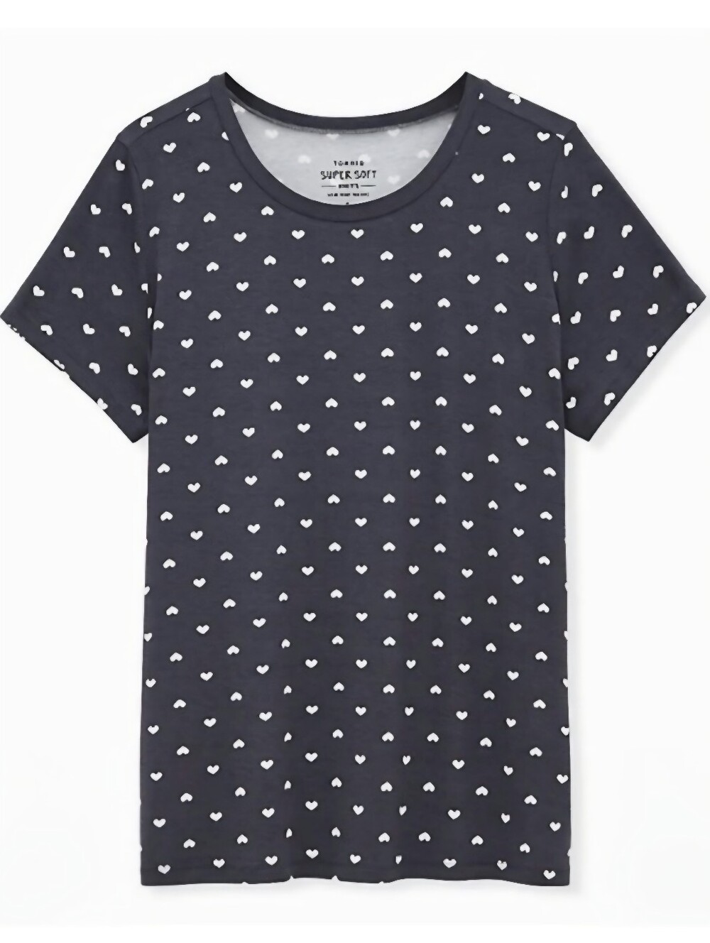 Torrid 6x Super Soft Grey Heart Crew Tee - Picture 8 of 8